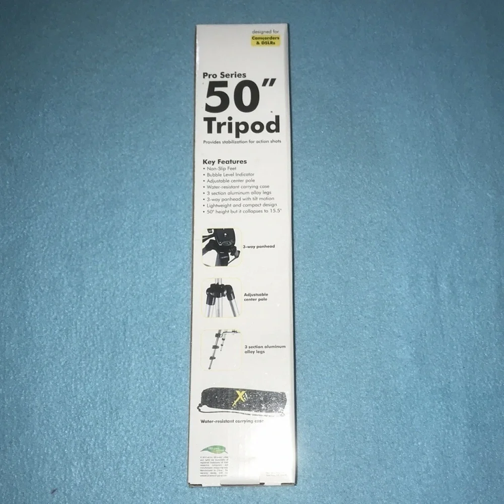 X IT PRO SERIES 50” Tripod with level designed for camcorder & DSLR’s NEW IN BOX